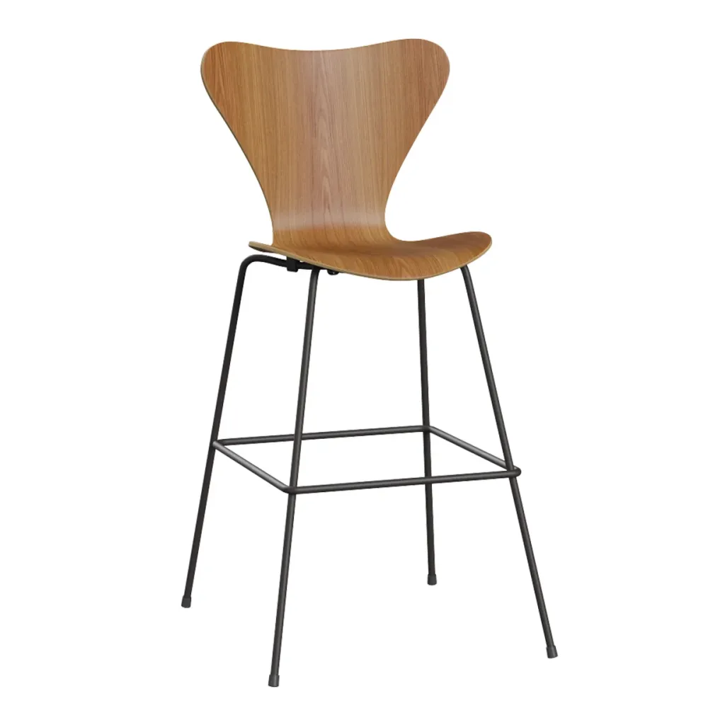 Fritz Hansen Series 7 Vlinderstoel barkruk H76 black clear lacquered elm
