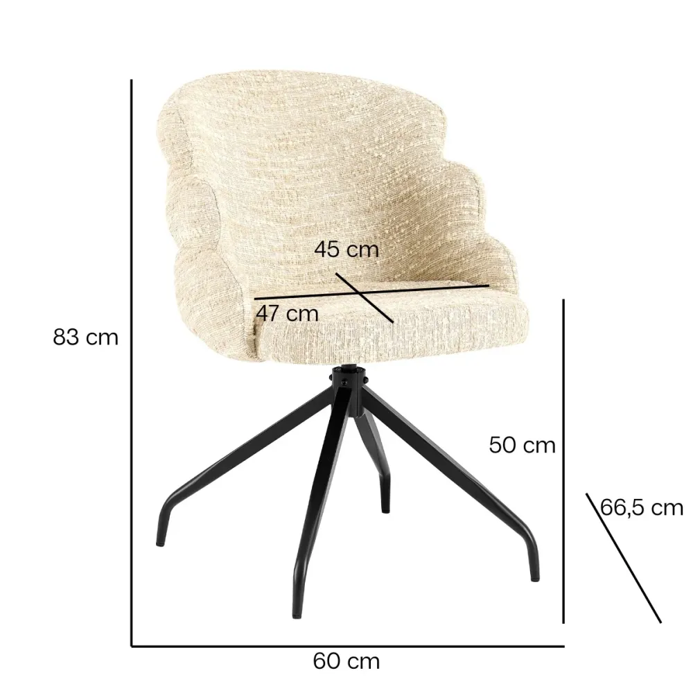 Giga Meubel Eetkamerstoel Claes - Beige - Draaibaar - Set van 2