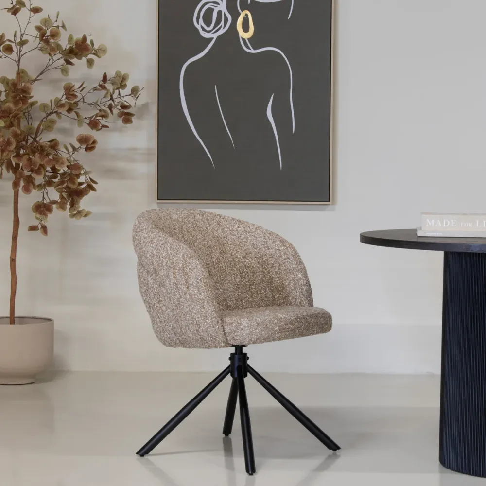 Giga Meubel Eetkamerstoel Emilia - Taupe - Draaibaar - Set van 2