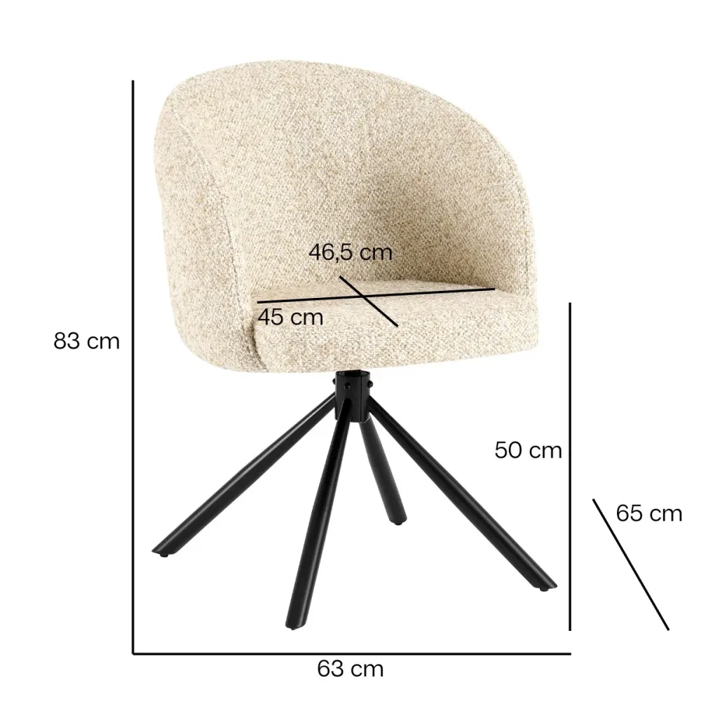 Giga Meubel Eetkamerstoel Emilia - Taupe - Draaibaar - Set van 2