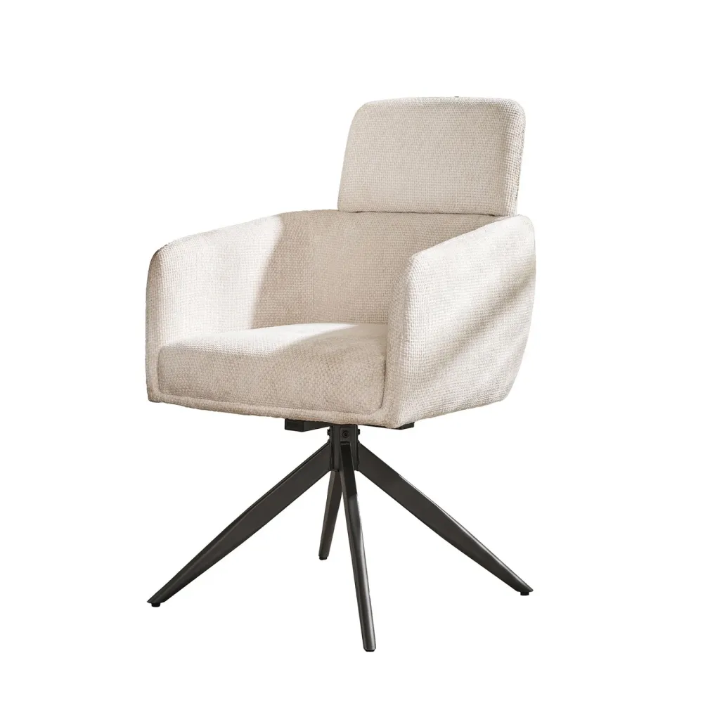 Giga Meubel Eetkamerstoel Headrest Gritt - Wit Stof - Set van 2