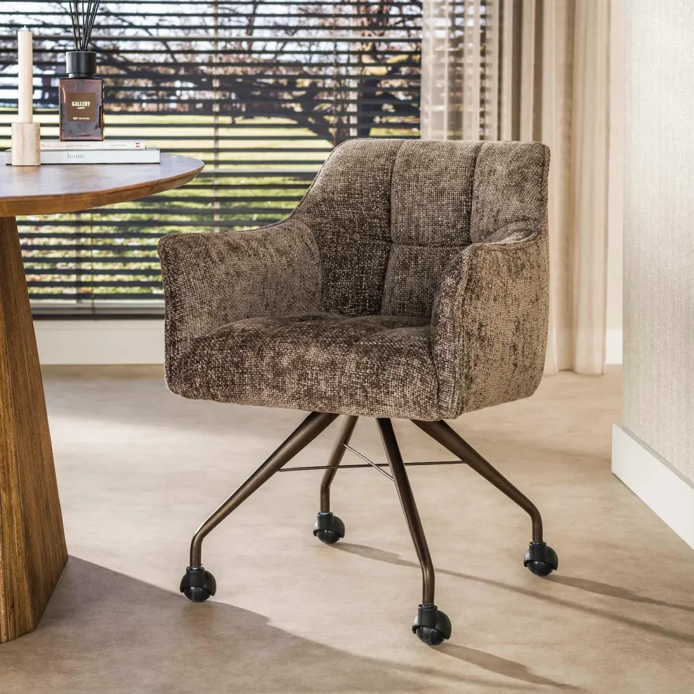Giga Meubel Eetkamerstoel Hoven - Taupe - Incl. Wieltjes - Set van 2