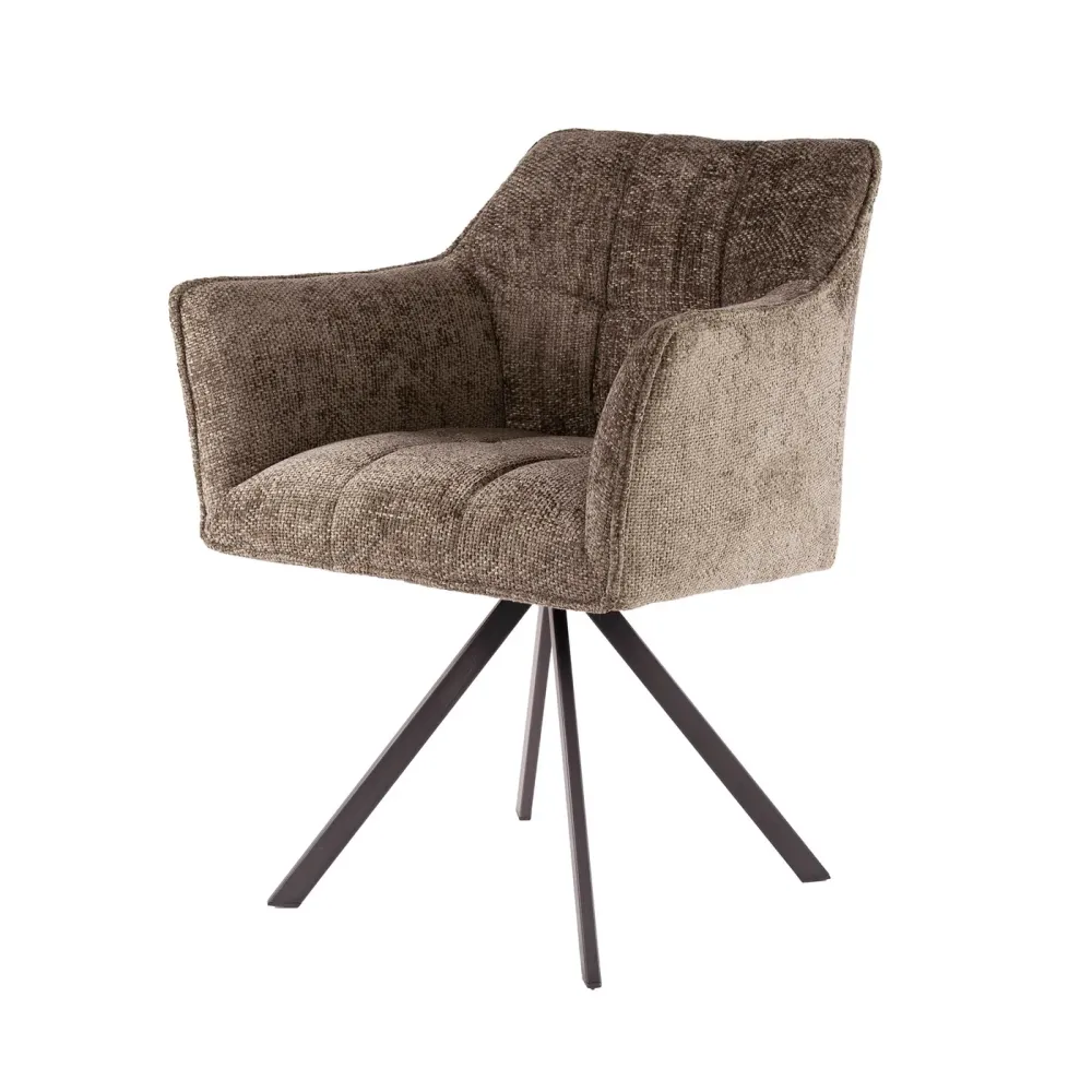 Giga Meubel Eetkamerstoel Raster - Taupe - Draaibaar - Set van 2 - Set van 2