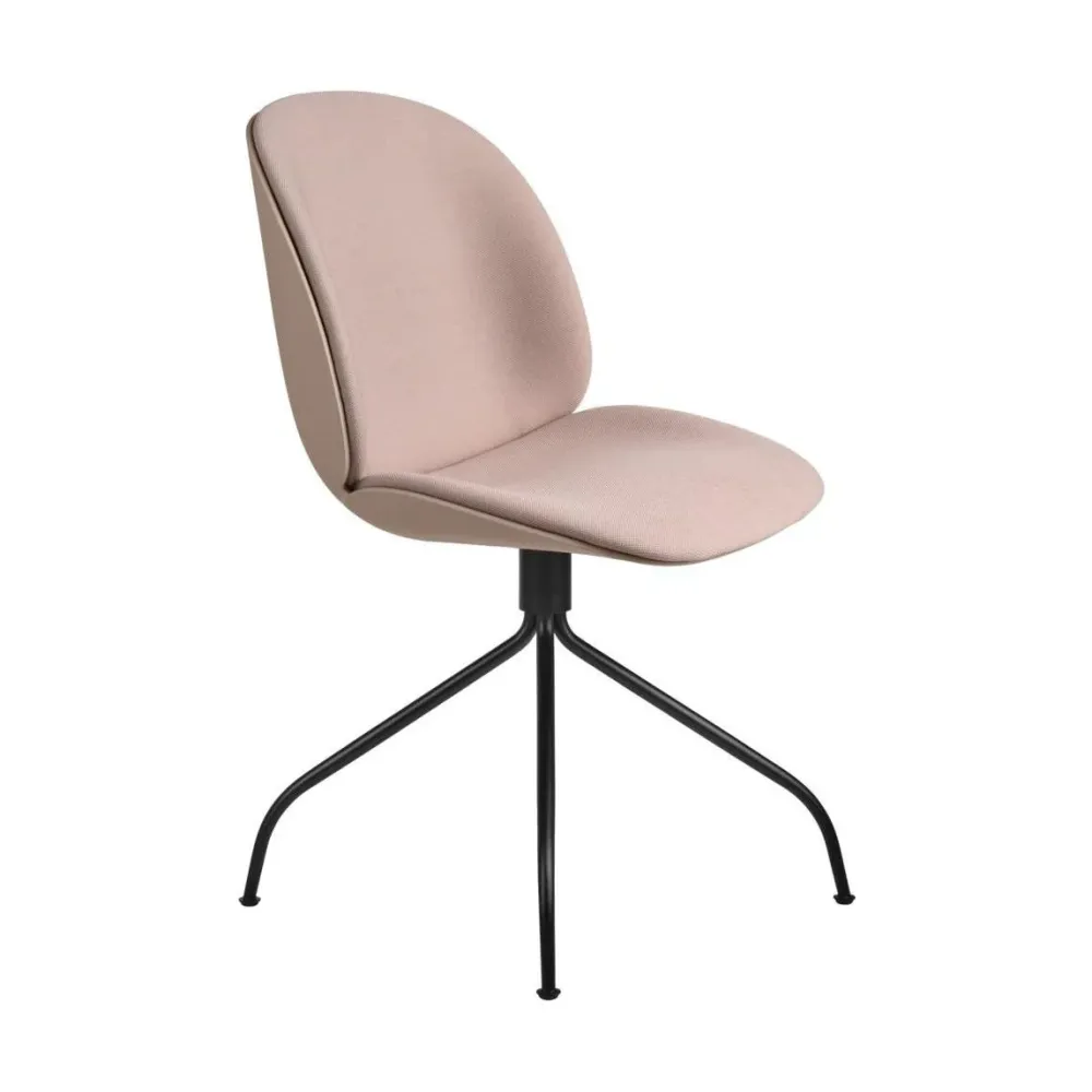 Gubi Beetle eetkamerstoel swivel zwart gestoffeerde binnenkant Steelcut 2-605