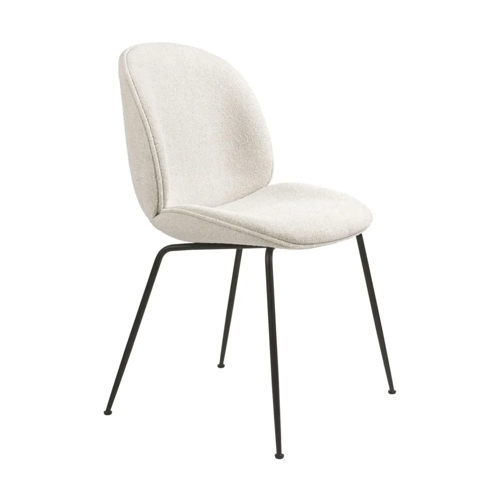 Gubi Beetle eetkamerstoel zwart staal gestoffeerd Light Boucle 001