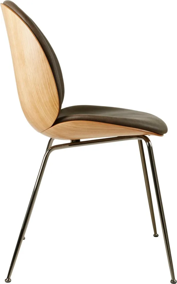 Gubi Beetle 3D Veneer eetkamerstoel Oak Leather Gray