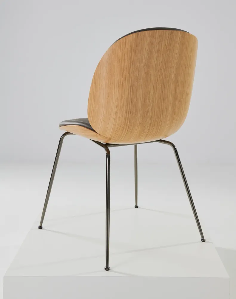 Gubi Beetle 3D Veneer eetkamerstoel Oak Leather Gray
