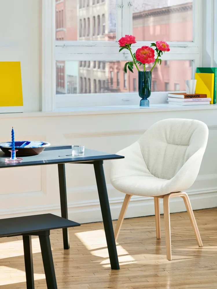 HAY About Chair AAC 123 Soft eetkamerstoel gestoffeerd Hallingdal 407 Geel gelakt eiken