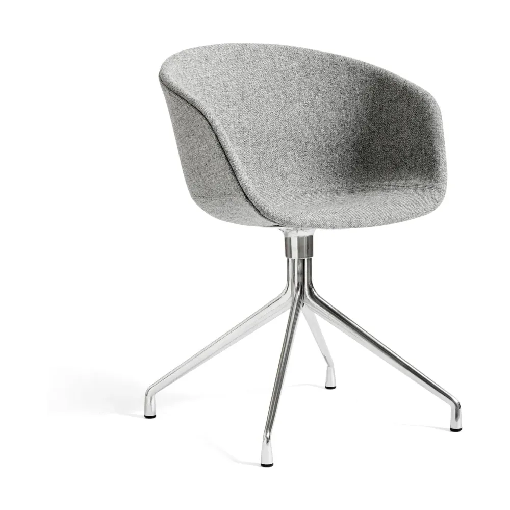 HAY About Chair AAC 21 eetkamerstoel aluminium swivel gestoffeerd Hallingdal 130 grijs
