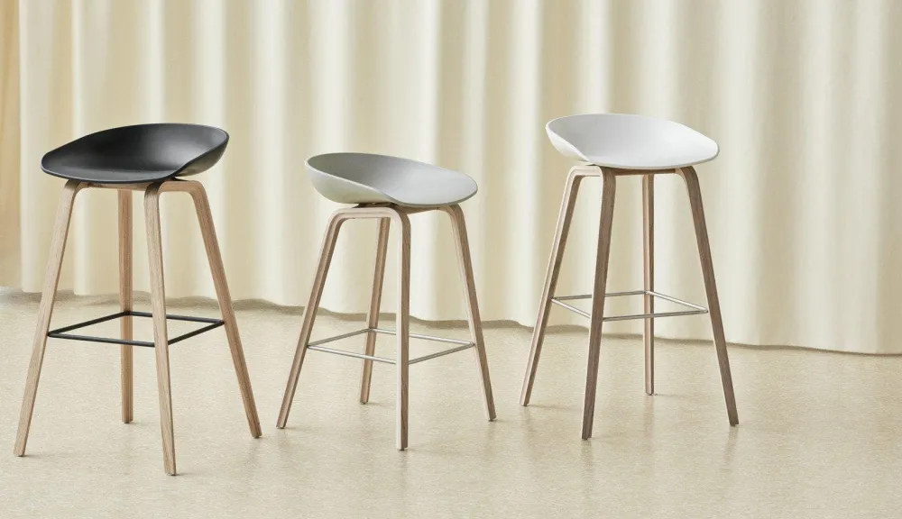 HAY About Stool AAS 32 Barkruk H65 gezeept eiken Concrete Grey
