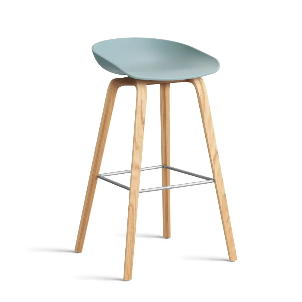 HAY About Stool AAS 32 barkruk H75 gelakt eiken Dusty Blue 2.0