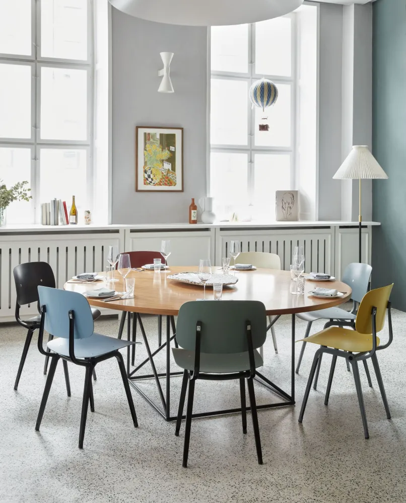 HAY Revolt eetkamerstoel biscotti - blauw onderstel