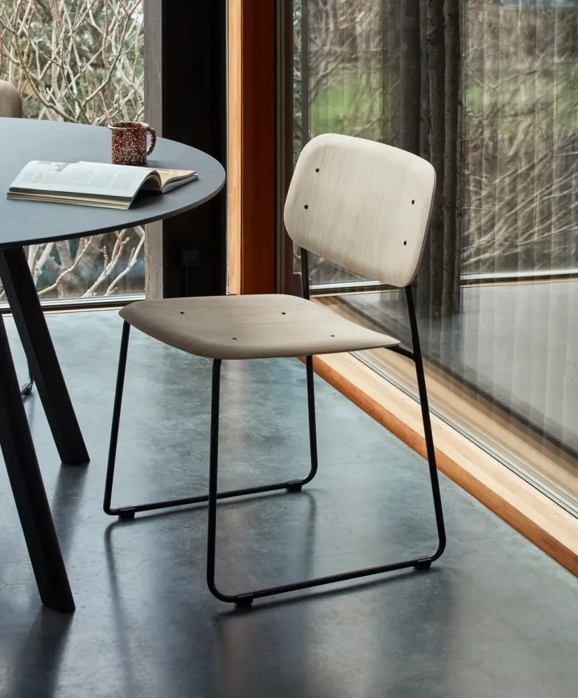 HAY Soft Edge 40 eetkamerstoel chroom dusty green