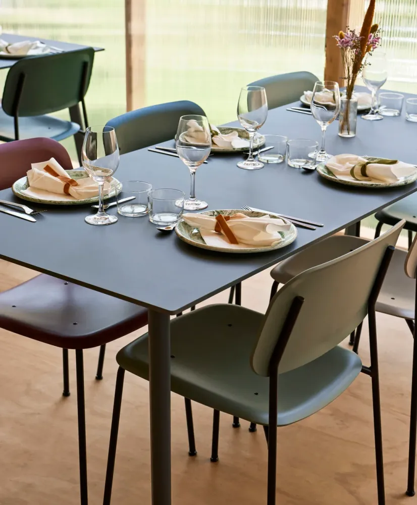HAY Soft Edge 40 eetkamerstoel chroom dusty green