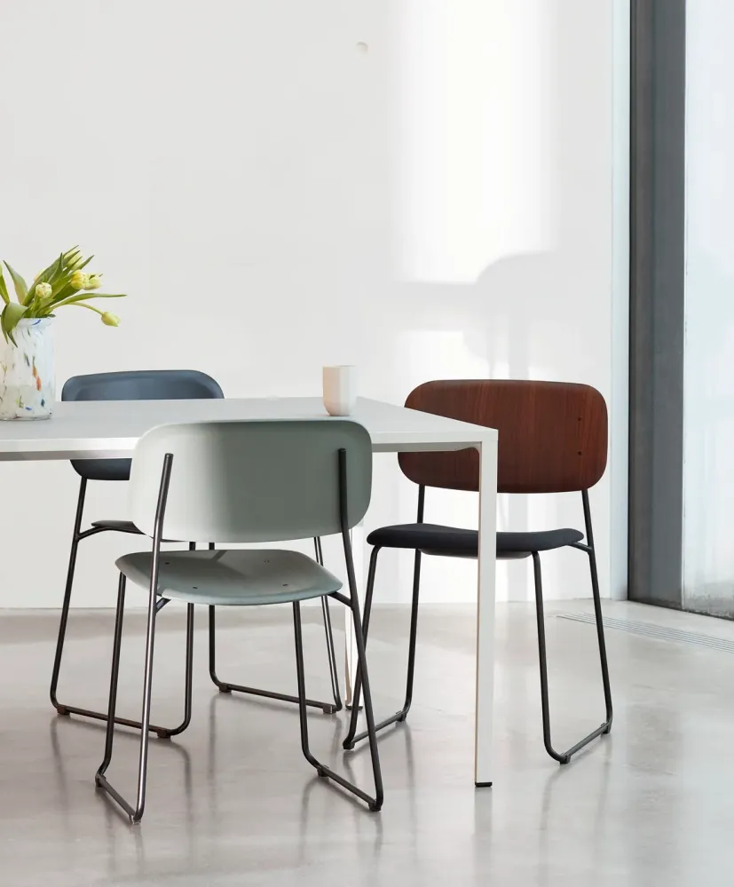 HAY Soft Edge 40 eetkamerstoel chroom dusty green