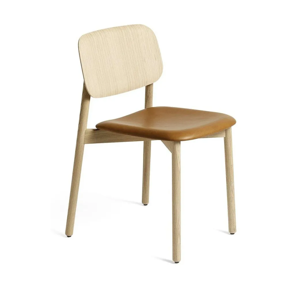 HAY Soft Edge 60 eetkamerstoel mat gelakt eiken gestoffeerd Sense Cognac
