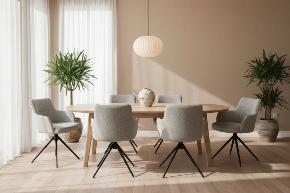 HelloChair HC10 Qube eetkamerstoel spinpoot beige Lodge Natural HelloChair Originals