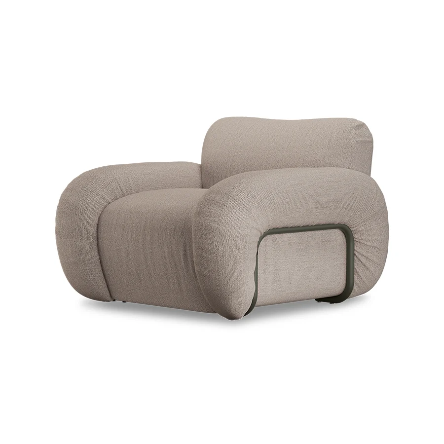 HKLIVING fauteuil Arc lounge – sneak beige – frame ash