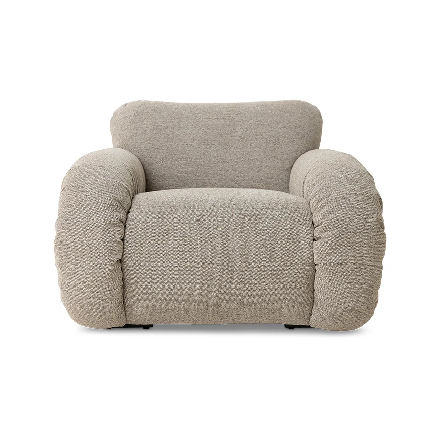 HKLIVING fauteuil Arc lounge – sneak beige – frame ash