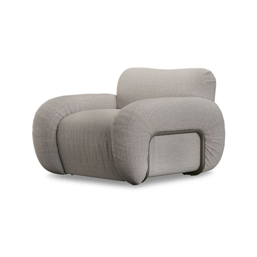 HKLIVING fauteuil Arc lounge – sneak light grey – frame ash