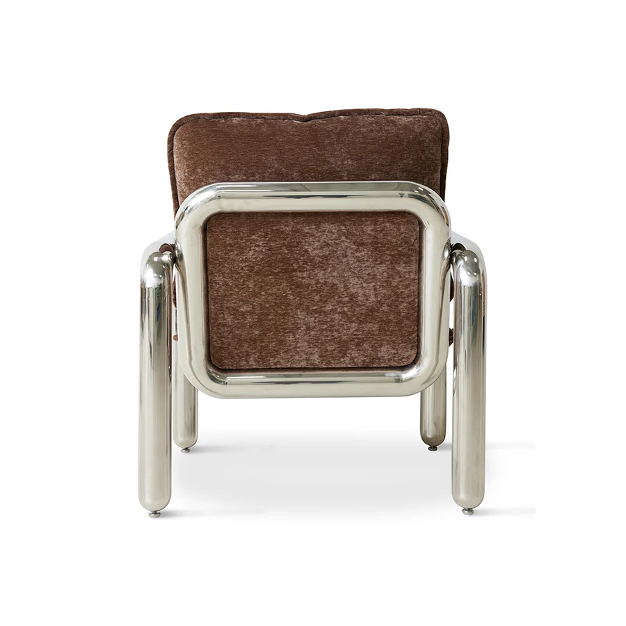 HKLIVING loungestoel Chrome – velvet brown