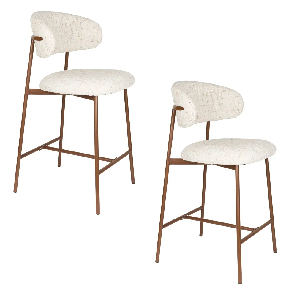 Housecraft Living Claes Barkrukken rugleuning 65 cm Gebroken Wit - Set van 2