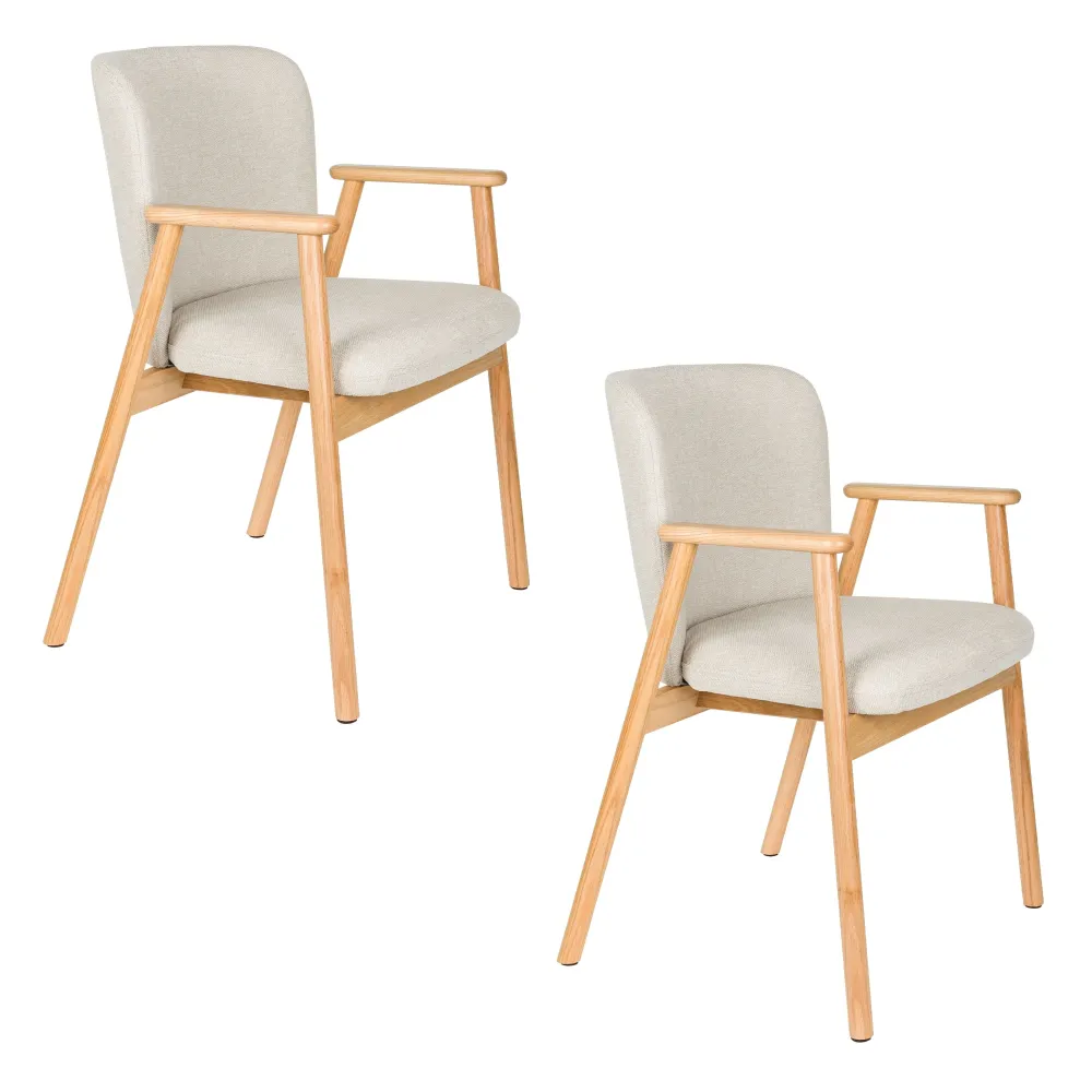 Housecraft Living Kenna Eetkamerstoelen Armleuning Beige - Set van 2