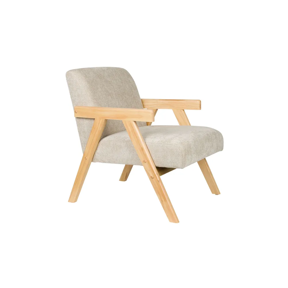 Housecraft Living Panadero Fauteuil met armleuning Hout Naturel/ Beige