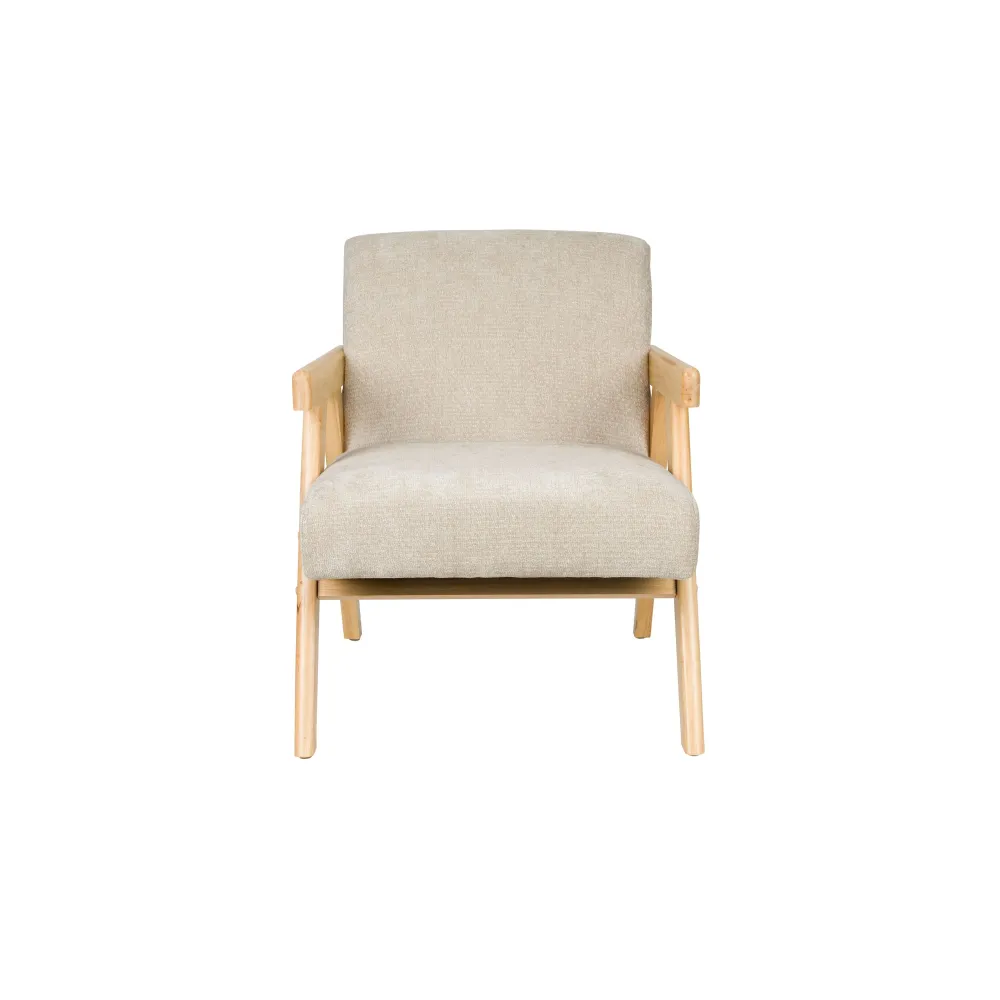 Housecraft Living Panadero Fauteuil met armleuning Hout Naturel/ Beige