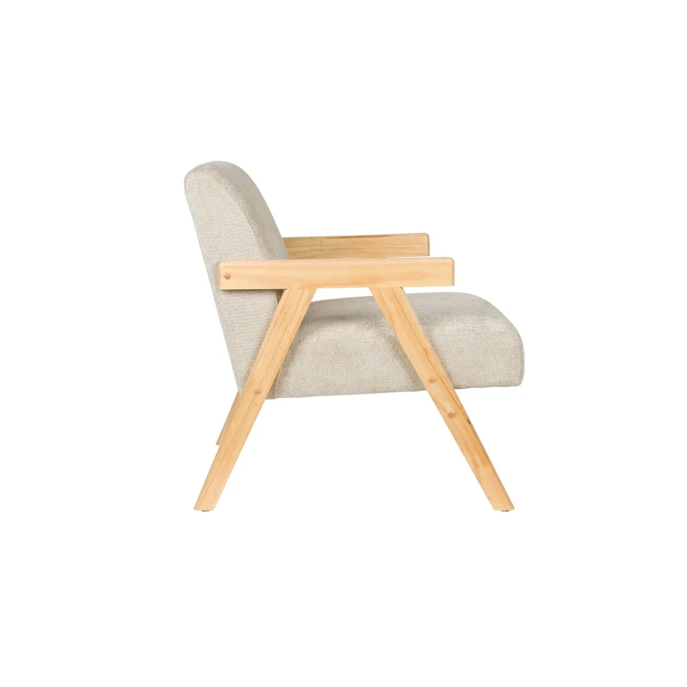 Housecraft Living Panadero Fauteuil met armleuning Hout Naturel/ Beige