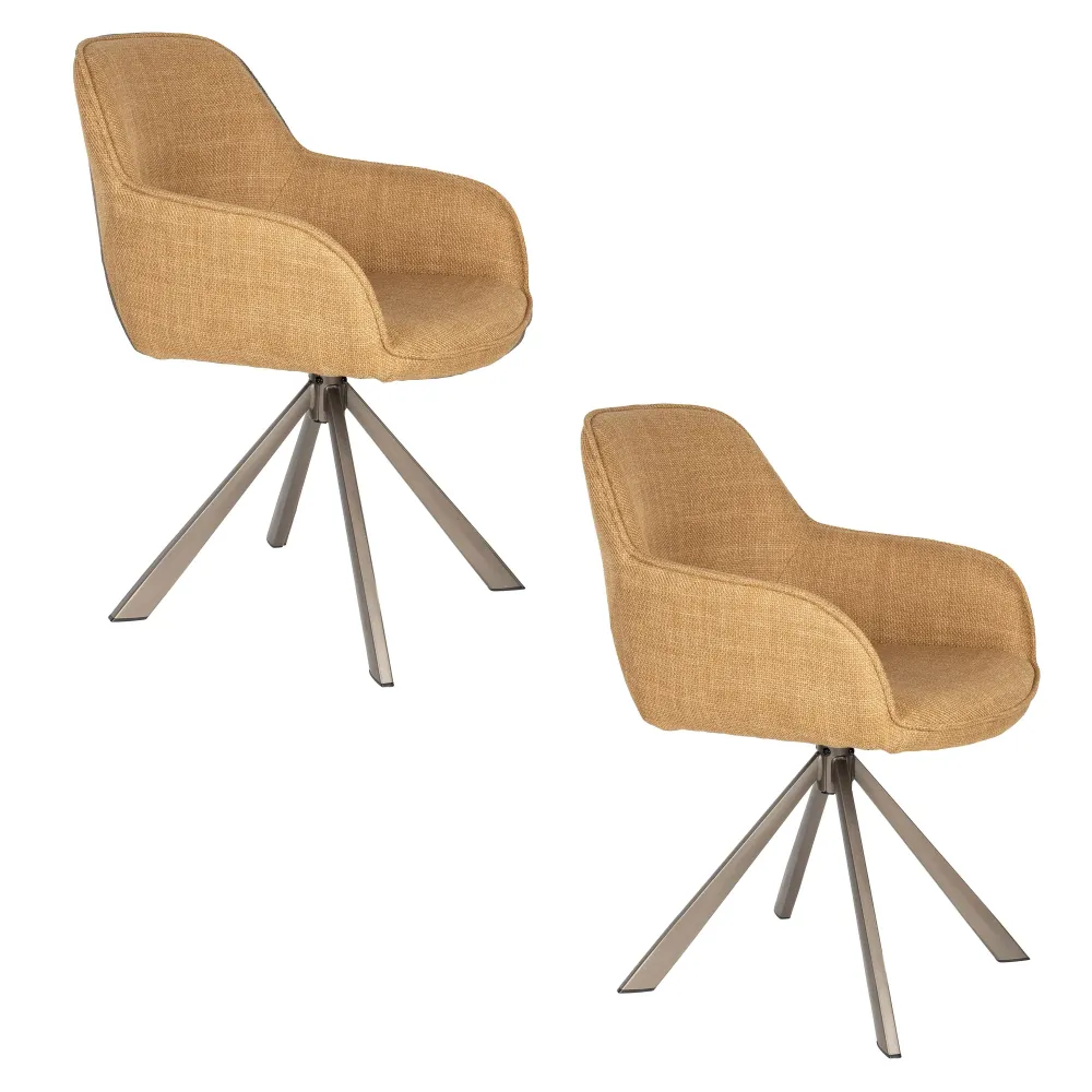 Housecraft Living Toye Eetkamerstoelen draaibaar Geel - Set van 2