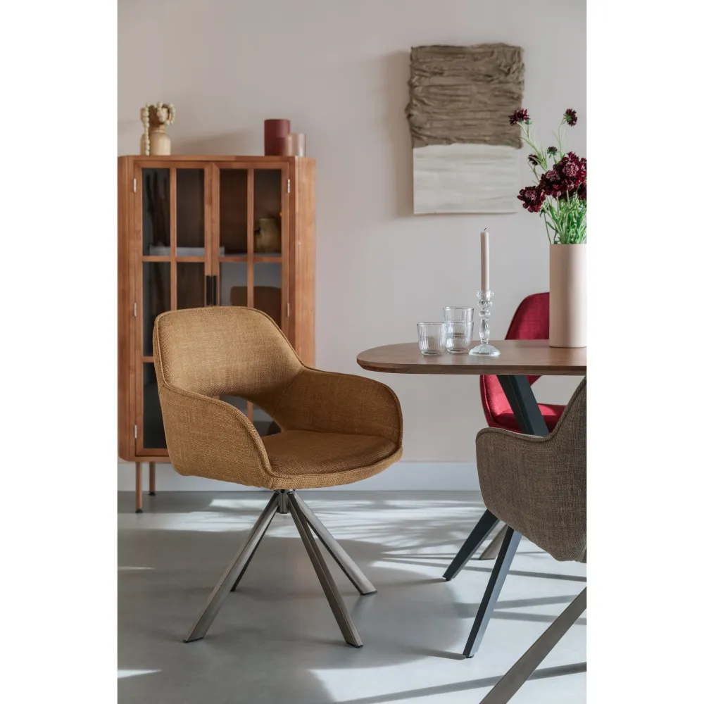 Housecraft Living Toye Eetkamerstoelen draaibaar Geel - Set van 2