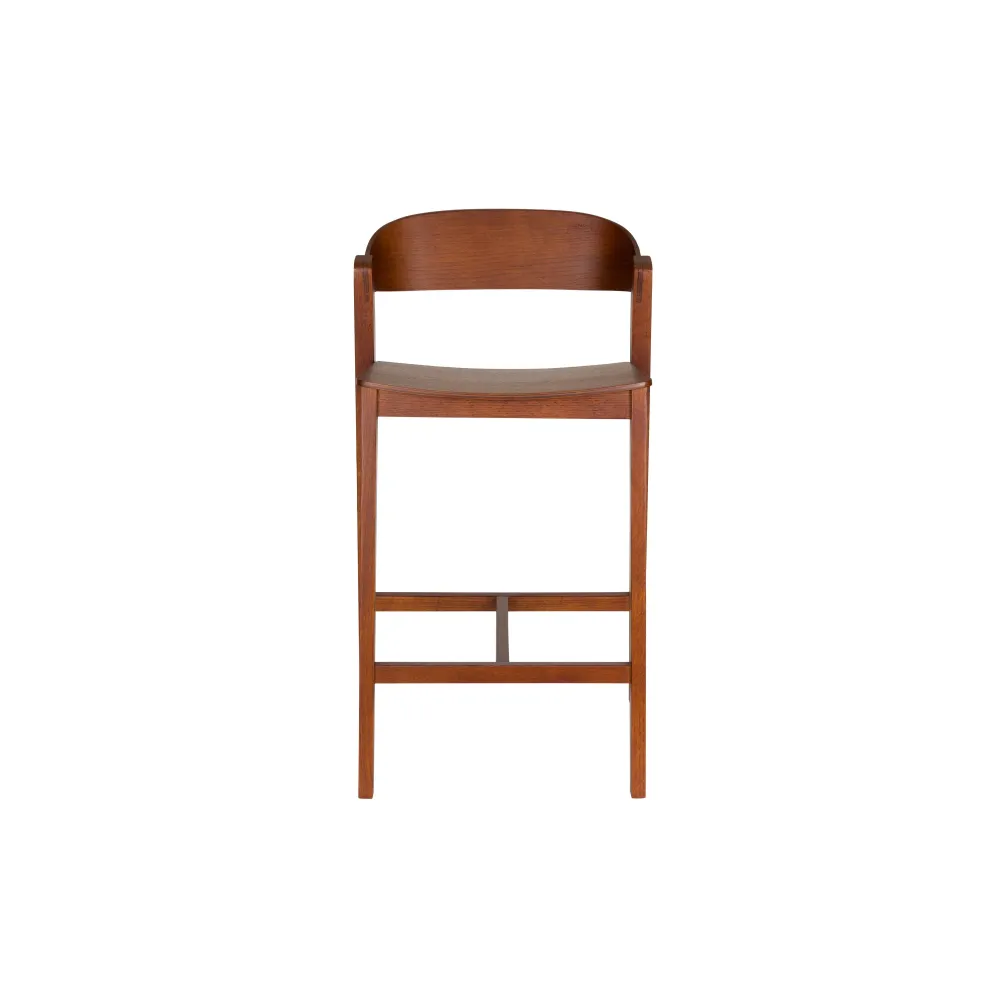 Housecraft Living Wooz Barkruk rugleuning 65 cm Eikenhout Walnoot Bruin