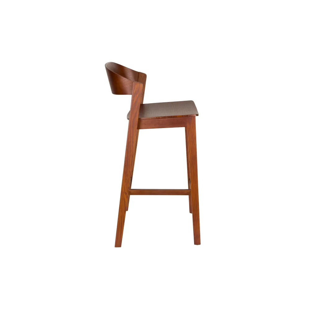 Housecraft Living Wooz Barkruk rugleuning 65 cm Eikenhout Walnoot Bruin