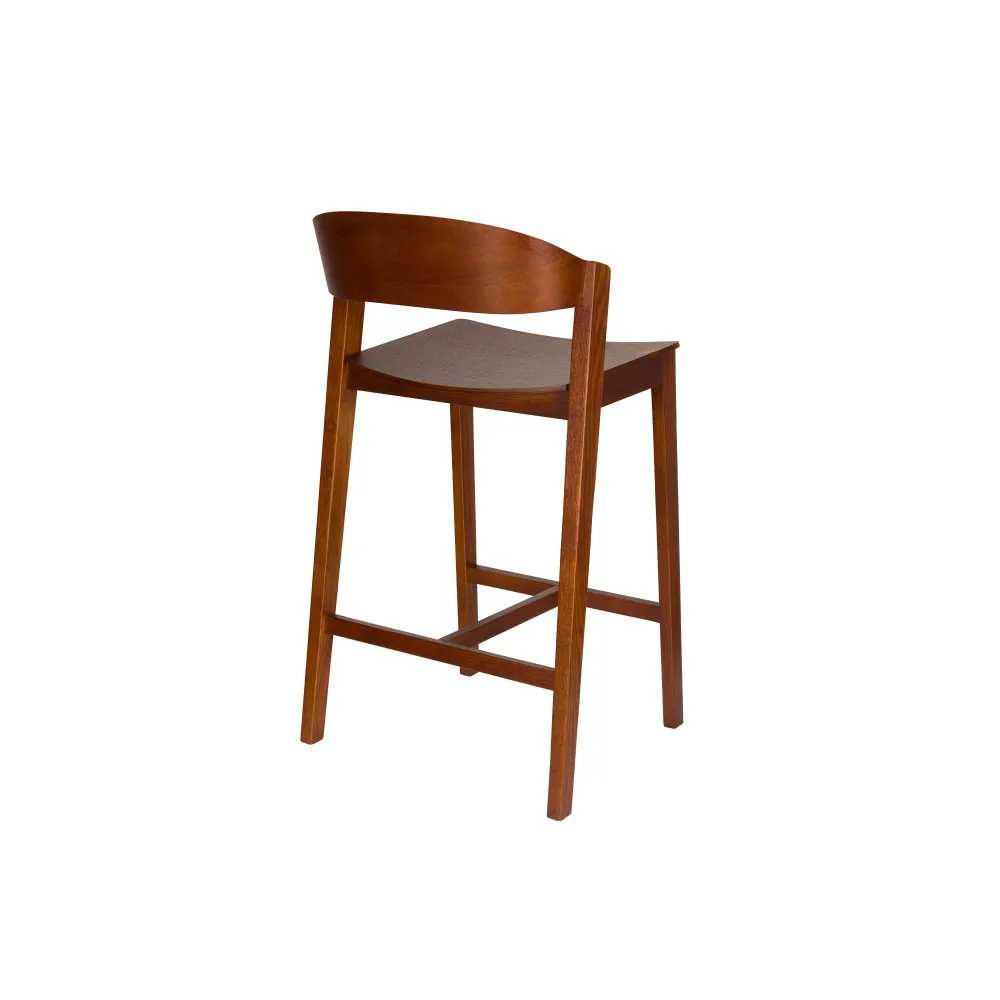 Housecraft Living Wooz Barkruk rugleuning 65 cm Eikenhout Walnoot Bruin