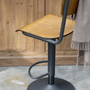 J-Line barstoel - hout/metaal - bruin - 2 stuks