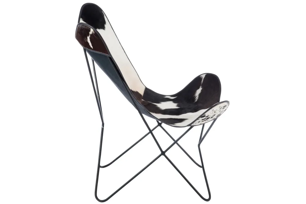 J-Line loungestoel - koevel/metaal - wit/zwart