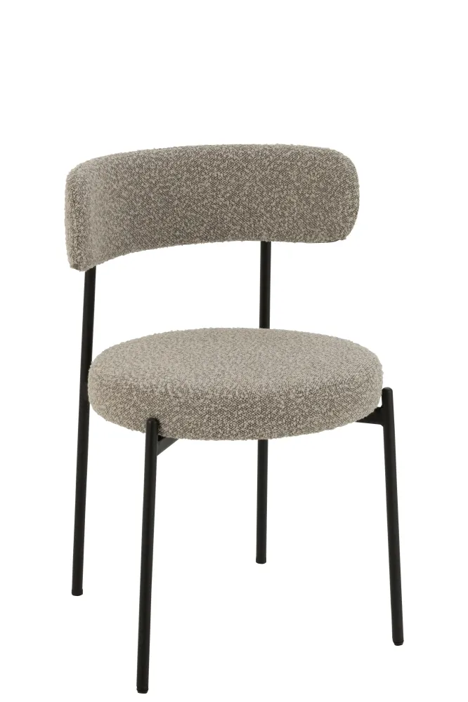J-Line stoel Bouclé - multiplex/polyester - grijs/zwart