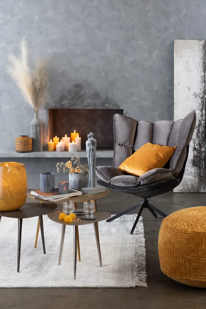 J-Line stoel Relax Kussen Op Frame - textiel/metaal - grijs