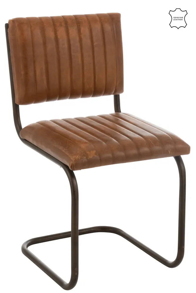 J-Line stoel Retro - leder - cognac - 2 stuks
