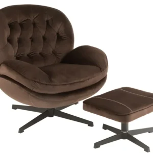 J-Line zetel Relax + voetbank - metaal/textiel - donkerbruin