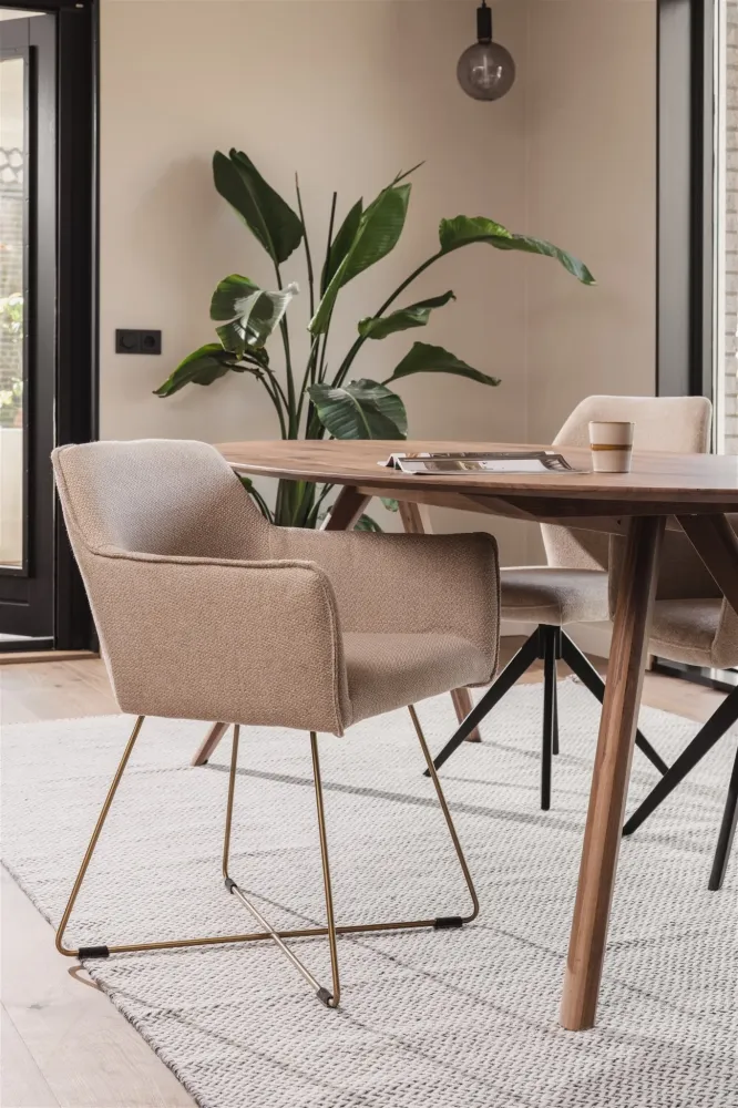 Jesper Home Hofu eetkamerstoel Wild Walnut cross steel