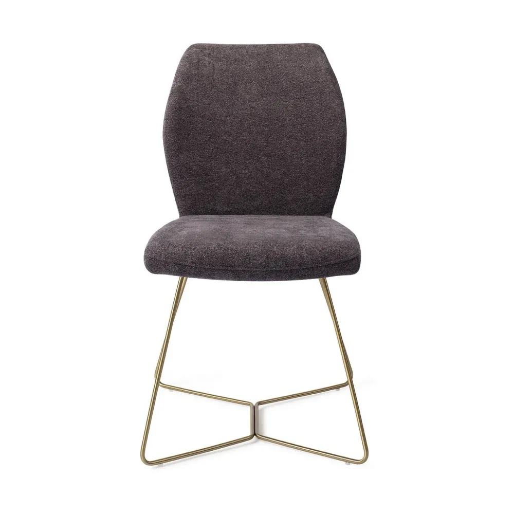 Jesper Home Ikata eetkamerstoel Almost Black beehive gold