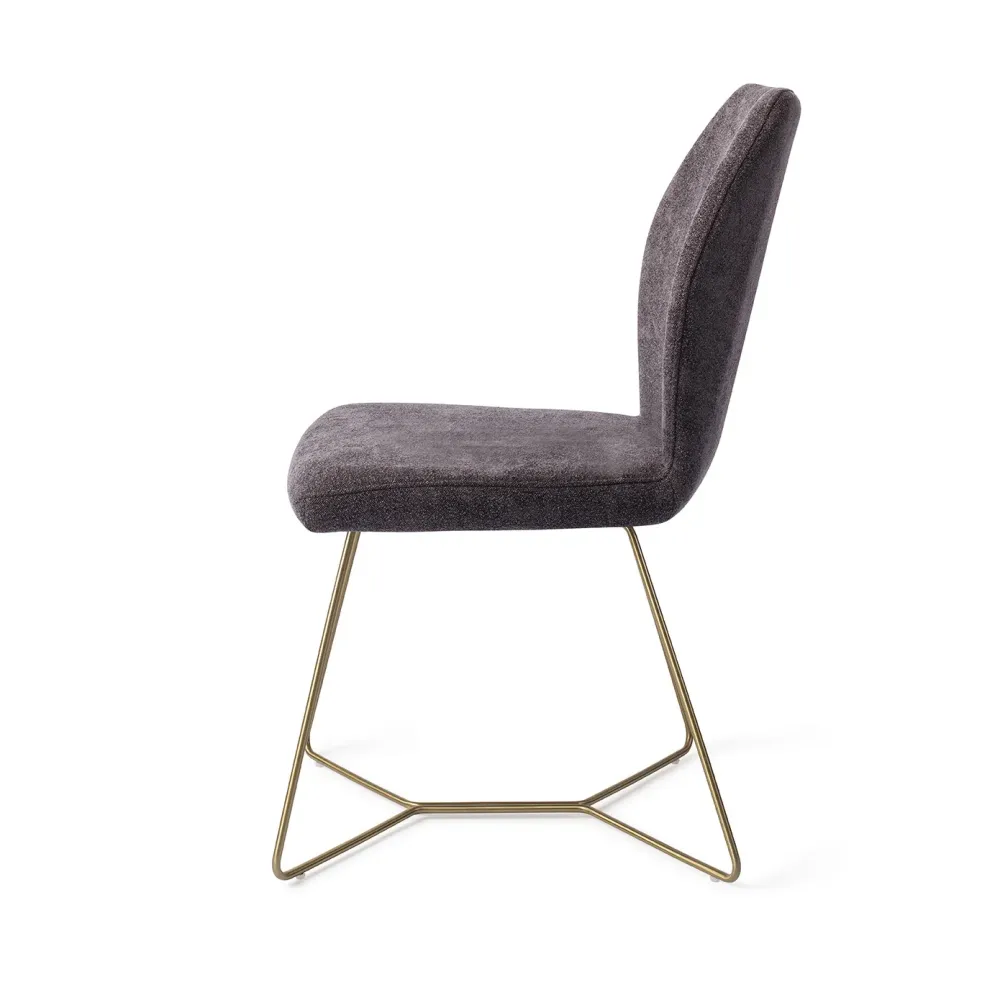 Jesper Home Ikata eetkamerstoel Almost Black beehive gold