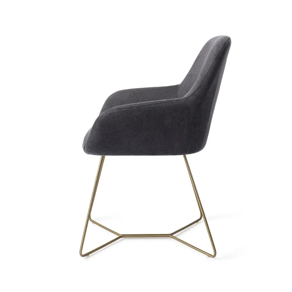 Jesper Home Kushi eetkamerstoel Black-Out beehive gold