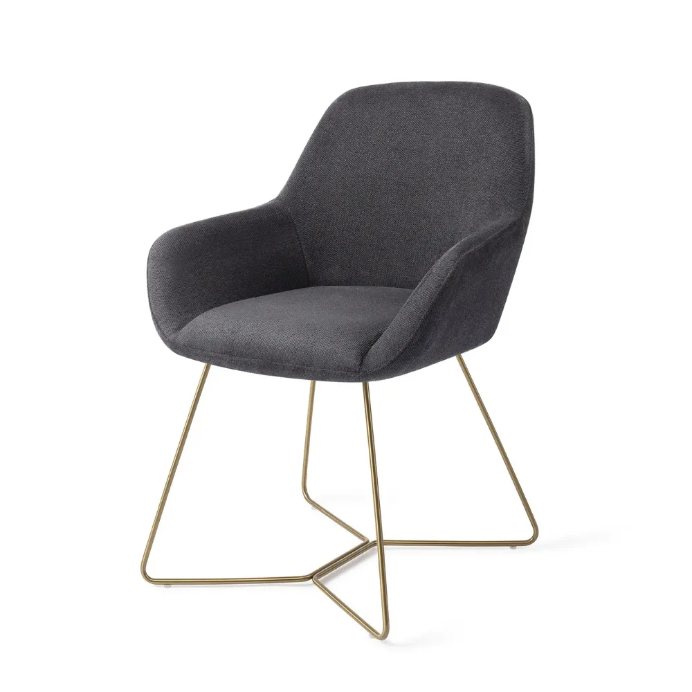 Jesper Home Kushi eetkamerstoel Black-Out beehive gold