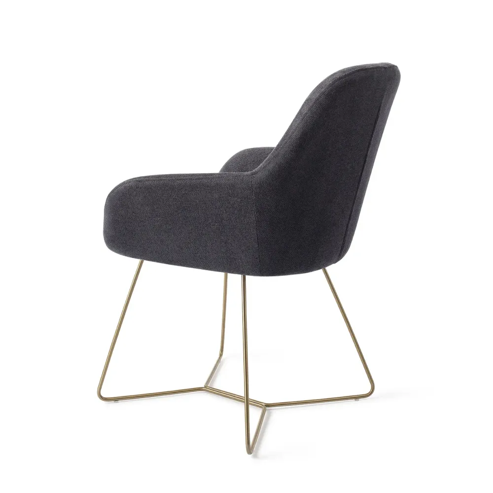 Jesper Home Kushi eetkamerstoel Black-Out beehive gold