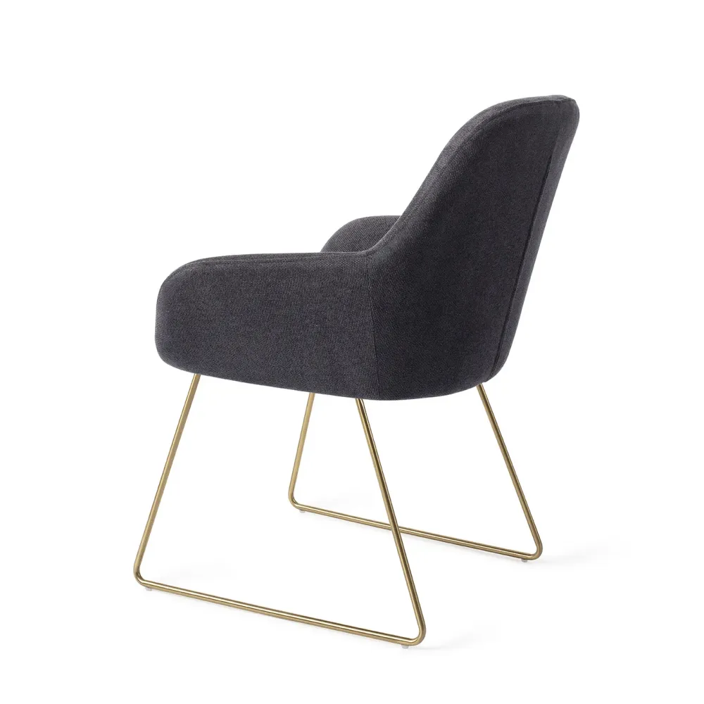 Jesper Home Kushi eetkamerstoel Black-Out slide gold