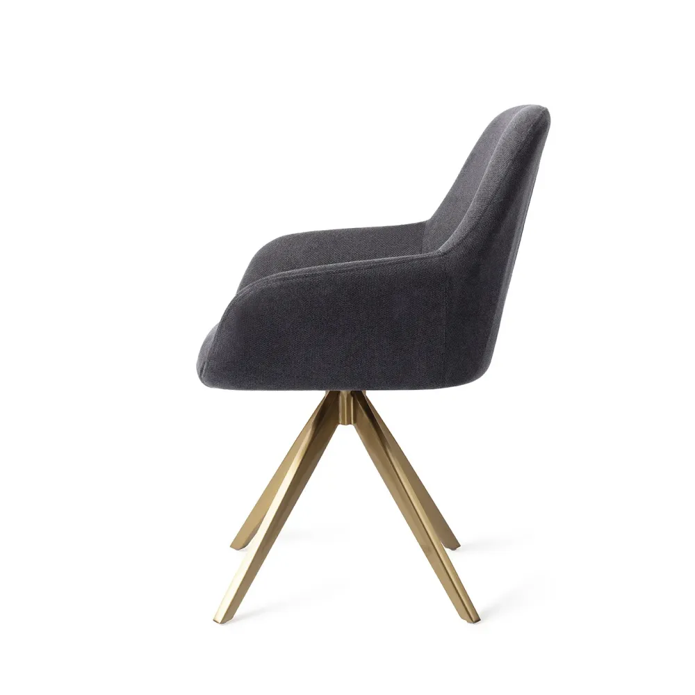 Jesper Home Kushi eetkamerstoel Black-Out turn gold
