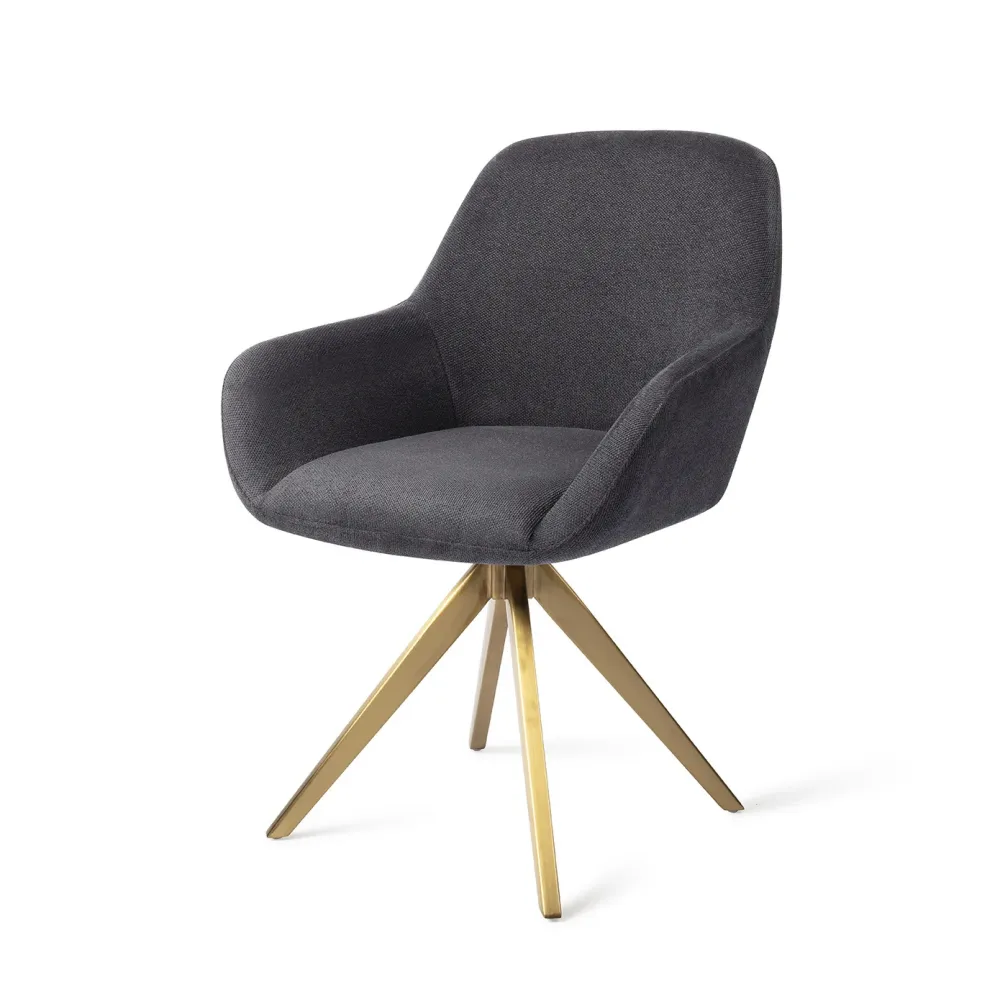 Jesper Home Kushi eetkamerstoel Black-Out turn gold
